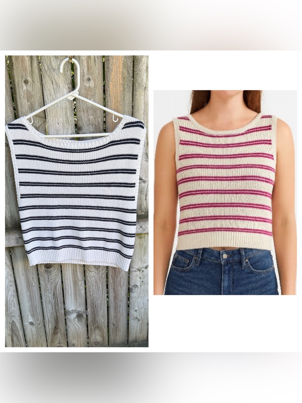 Song of Style Aimee Song Striped Sleeveless Knit Top vest coastal nautical XL